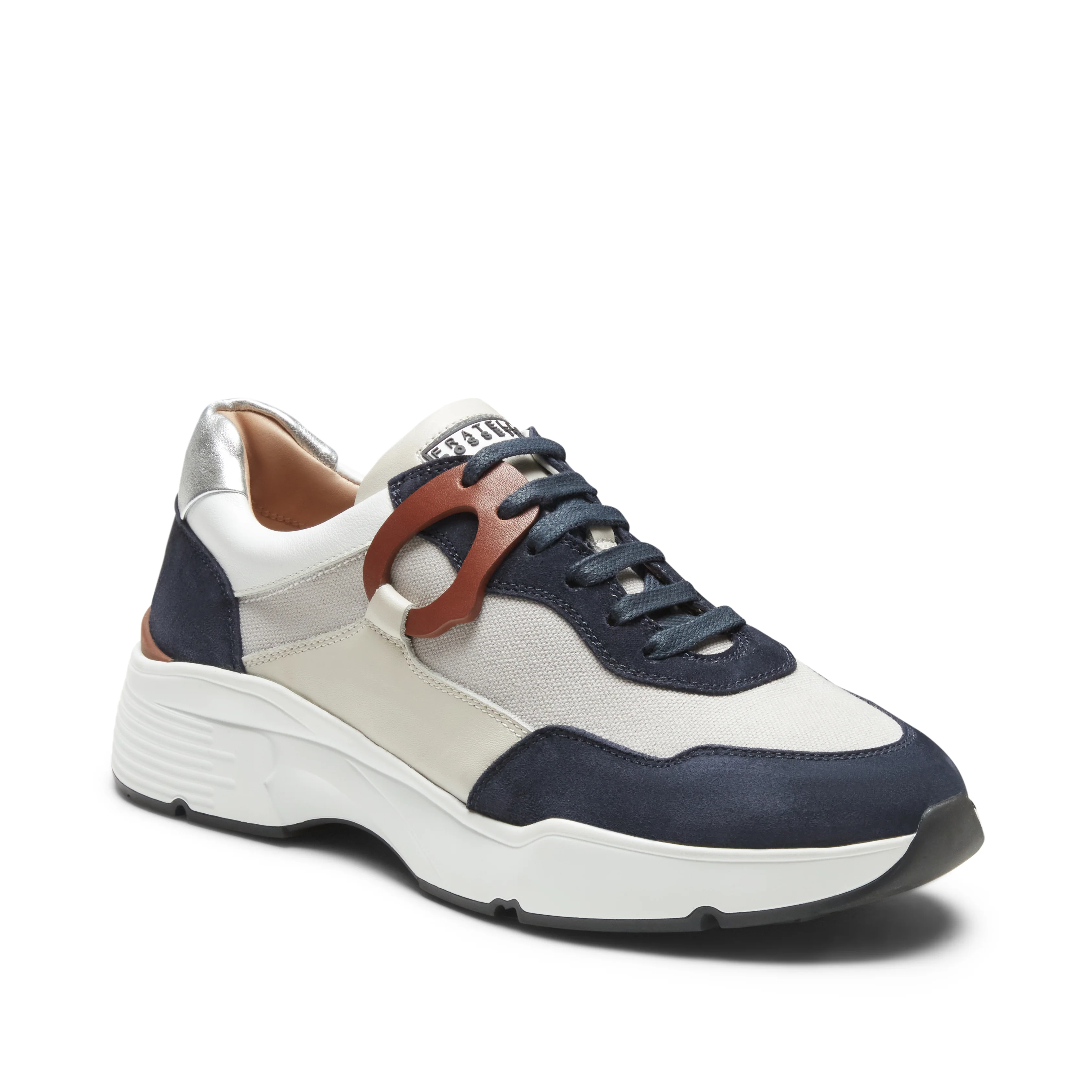 Sneaker in pelle e tessuto